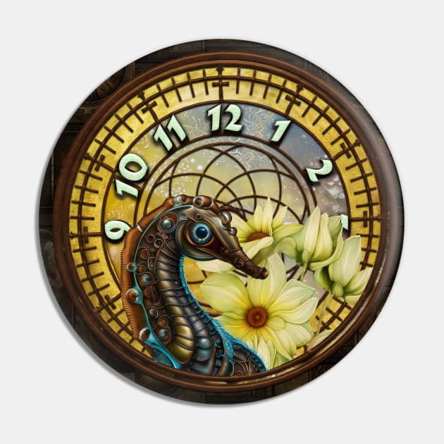 Seahorse with a Steampunk Flair clocks and flowers Pin by Nicky2342