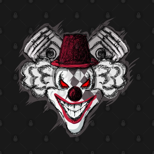 Clown piston drawing illustration with scrible art by KondeHipe