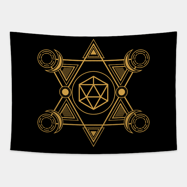 Minimalist Geometric Polyhedral D20 Dice Tabletop Roleplaying RPG Gaming Addict Tapestry by dungeonarmory