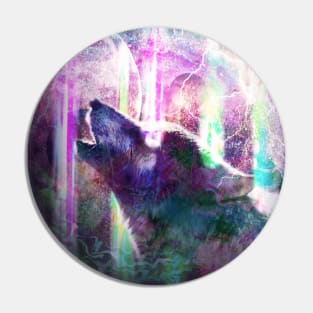 Psychedelic Trippy Wolf Pin