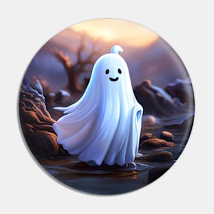 Cute White Ghost Pin