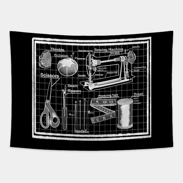 The Sewing Blueprint Tapestry by Schematic Fanatic