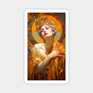 Golden Queen - Vintage, Mucha, Gilded Age Magnet