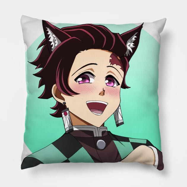 Tanjiro Kamado Pillow by Kowolf-Blue