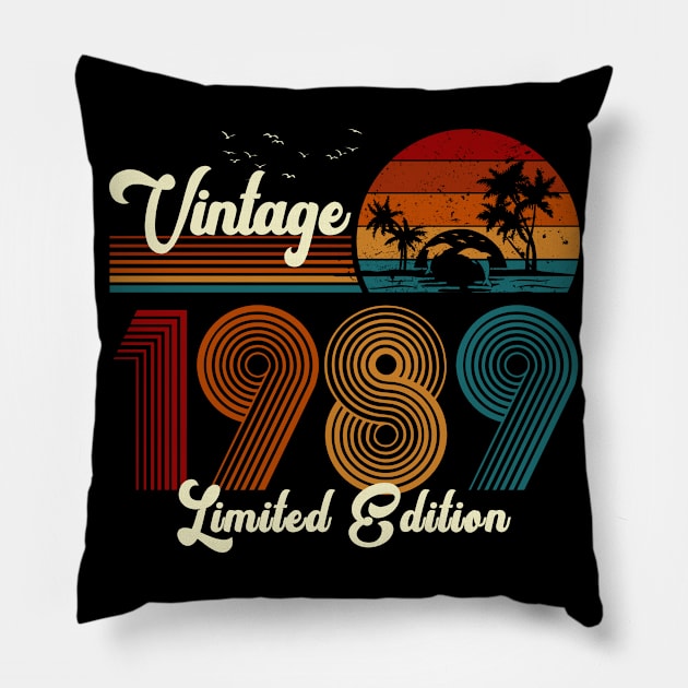 Vintage 1989 Shirt Limited Edition 31st Birthday Gift Pillow by Damsin