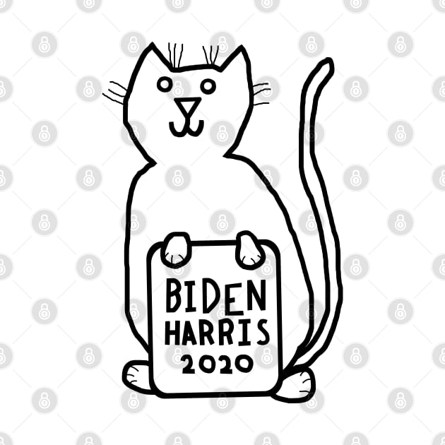 Cute Cat with Biden Harris Sign Outline by ellenhenryart