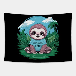 "Charming Guardian: Sloth's Plea for the Planet" Tapestry