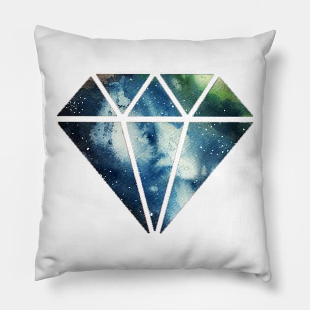 blue diamond galaxy Pillow by artofiwan