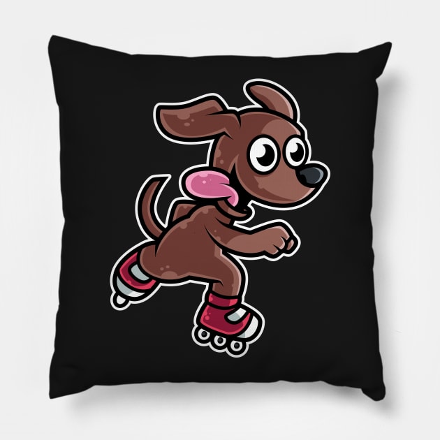 Dog Retro Roller Skate product Pillow by theodoros20