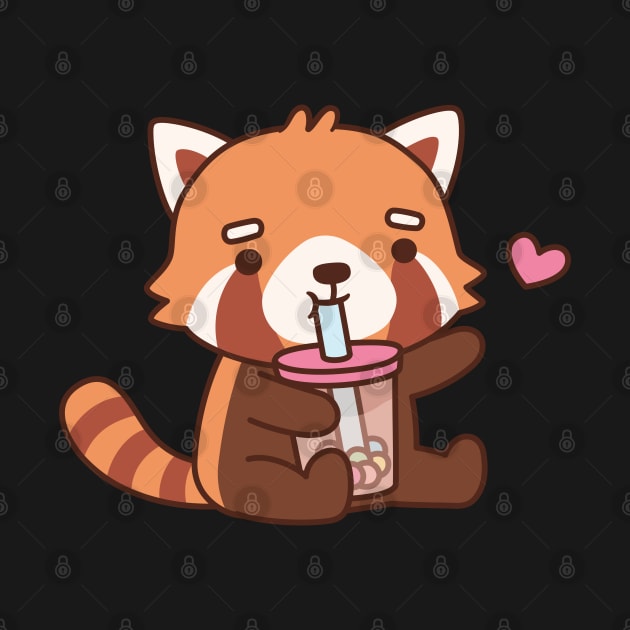 Cute Red Panda Loves Boba Tea by rustydoodle