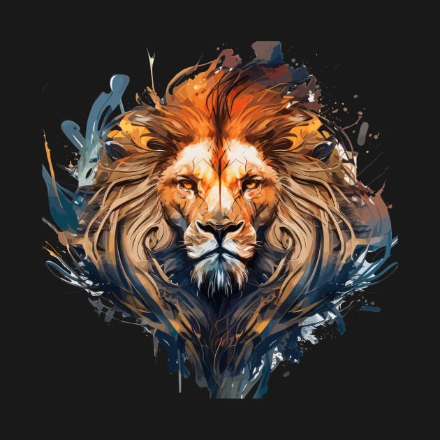 Lion Portrait Animal Painting Wildlife Outdoors Adventure by Cubebox