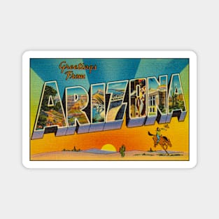 Greetings from Arizona Vintage 1930's Postcard Magnet