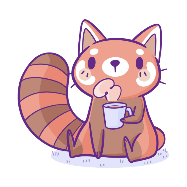 Red Panda Drinking Coffee by TaylorRoss1