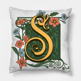 Art Nouveau Letter S, Ornamental Letter S, Art Deco Pillow