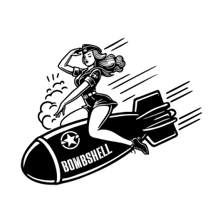 Bombshell Design Girl riding Bomb T-Shirt