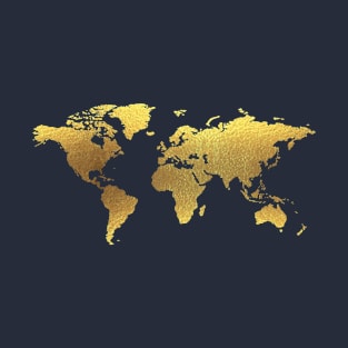 Golden World Map T-Shirt