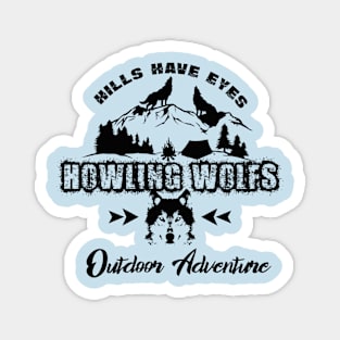 howling wolfs dark nights in woods Magnet