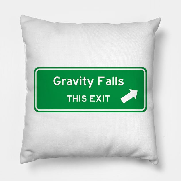 Gravity Falls Highway Exit Sign Pillow by Starbase79