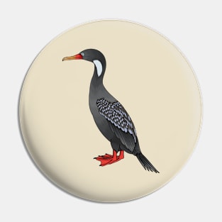 Red-legged cormorant bird cartoon illustration Pin