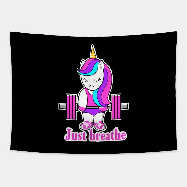 unicorn fitness, barbell unicorn, gym girl, fitness girl Tapestry by TimAddisonArt