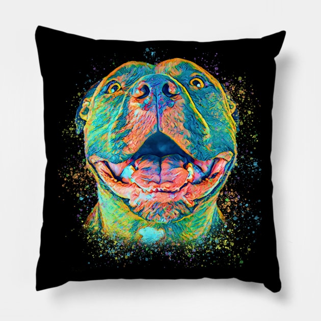 Colorful pitbull Pillow by PrettyPittieShop