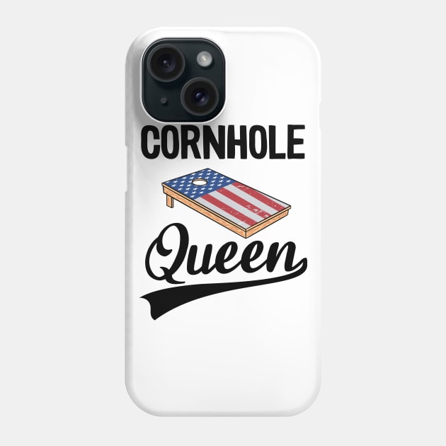 Cornhole Queen Women Girls American Flag Corn Hole Board Phone Case by Kuehni