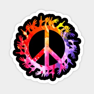 Pe Symbol Hand Sign Tye Dye Awareness Magnet