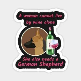 Funny German Shepherd and Wine Magnet