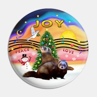 "Christmas Music" with two Ferrets Pin