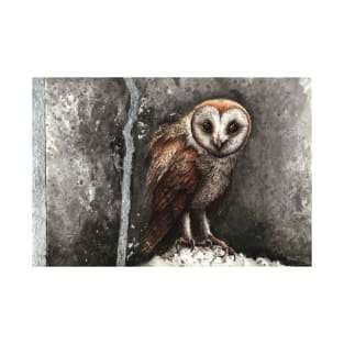 Silver Barn Owl / traditional art watercolor & Ink / buho y plata / Art by @solistrevinho T-Shirt