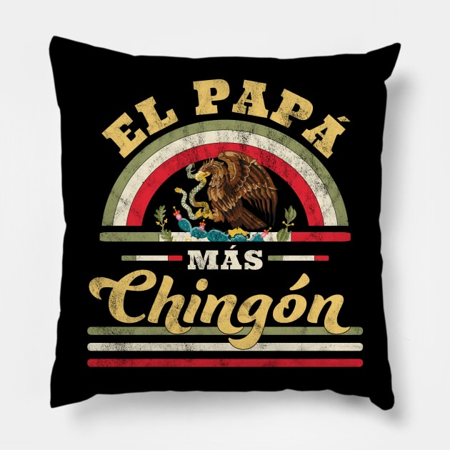 El Papa Mas Chingon Funny Mexican Flag Cool Dad Pillow by OrangeMonkeyArt