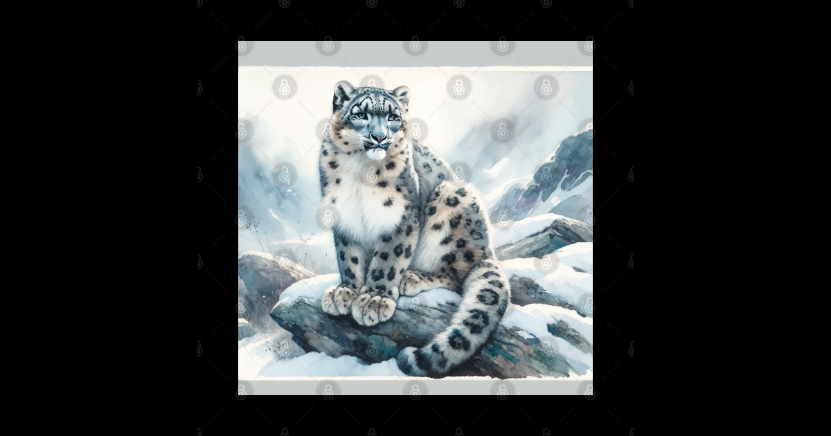 Mountain Mystic: Elusive Snow Leopard Watercolor - Snow Leopard ...