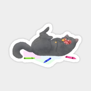 Crayon-crazed Kitty Magnet