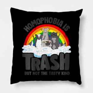 Homophobia Is Trash Gay Pride Raccoon Opossum Ally LGBT Pillow