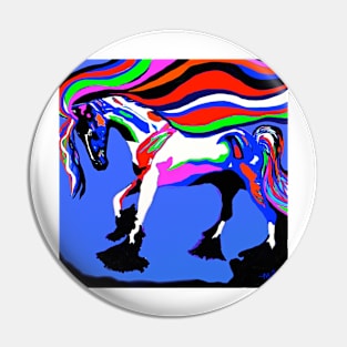 Horse:  Rainbow Pony Abstract Pin