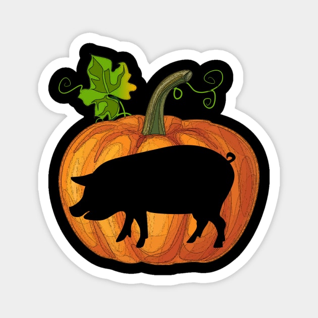 Pig in pumpkin Magnet by Flavie Kertzmann