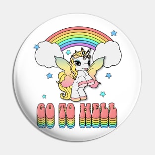 Rainbow Unicorn // Go To Hell Design Pin