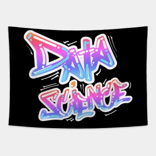 Data Science Graffiti Purple | Hip Hop Urban Street Art Spray Paint White Tapestry