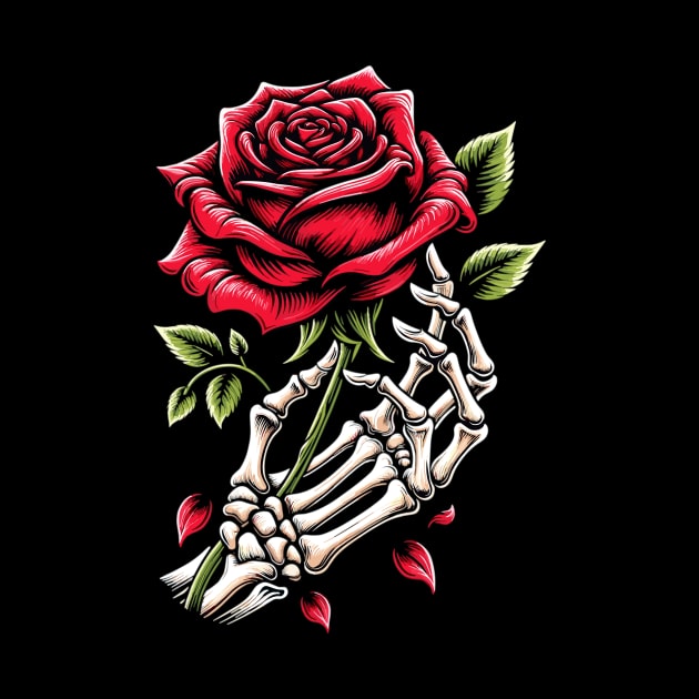 Skeleton Hand Rose Graphic - Gothic Love & Romance by DefineWear