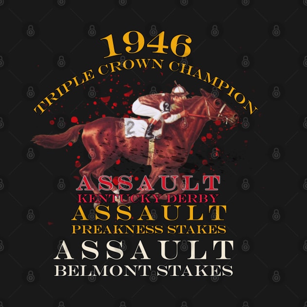 1946 Triple Crown Champion Assault horse racing design by Ginny Luttrell