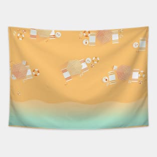 Beach, top view, summer vacation illustration Tapestry