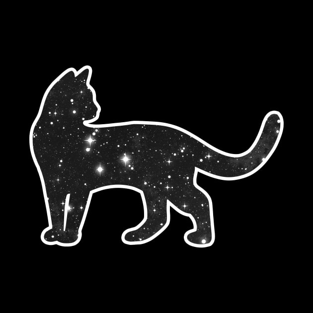 Cat with Black and White Galaxy Design by Kelly Louise Art