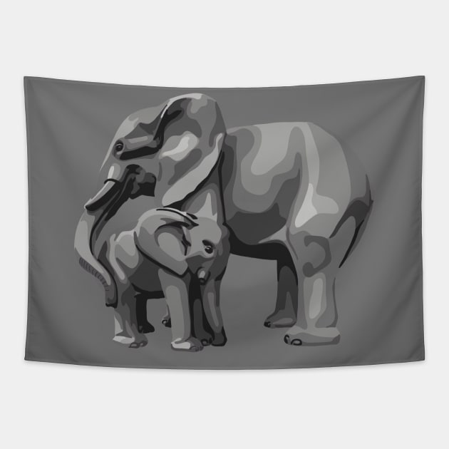 Elephant Mama and Baby Tapestry by Slightly Unhinged