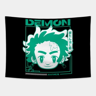 Tanjiro Demon Slayer Chibi Style. Tapestry