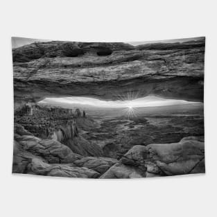 Mesa Arch Sunrise in Black and White Tapestry