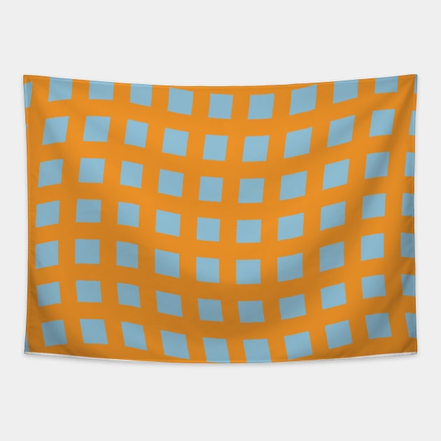 Curvy Grid Pattern (Orange and Blue) Tapestry by cecececececelia