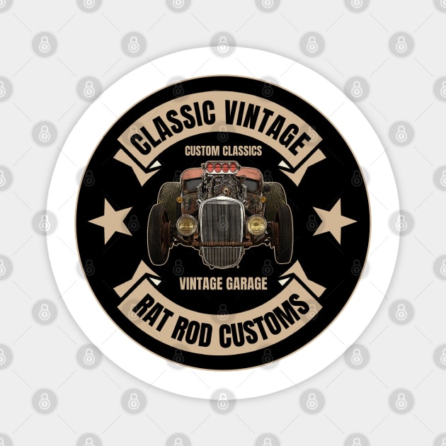 Classic Vintage - Rat Rod Customs Magnet by Wilcox PhotoArt