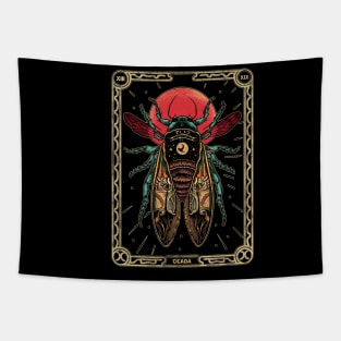 Cicada Invasion 2024 tarot card brood  XIX & XIII funny gift Tapestry