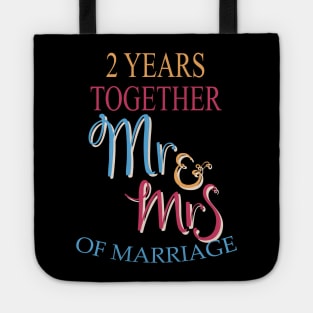 2 Years Together Mr & Mrs 2nd Wedding Anniversary Tote