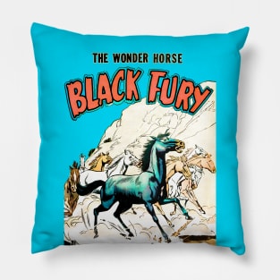 Running The Wonder Horse Black Fury Retro Comic Vintage Cover 1956 Pillow